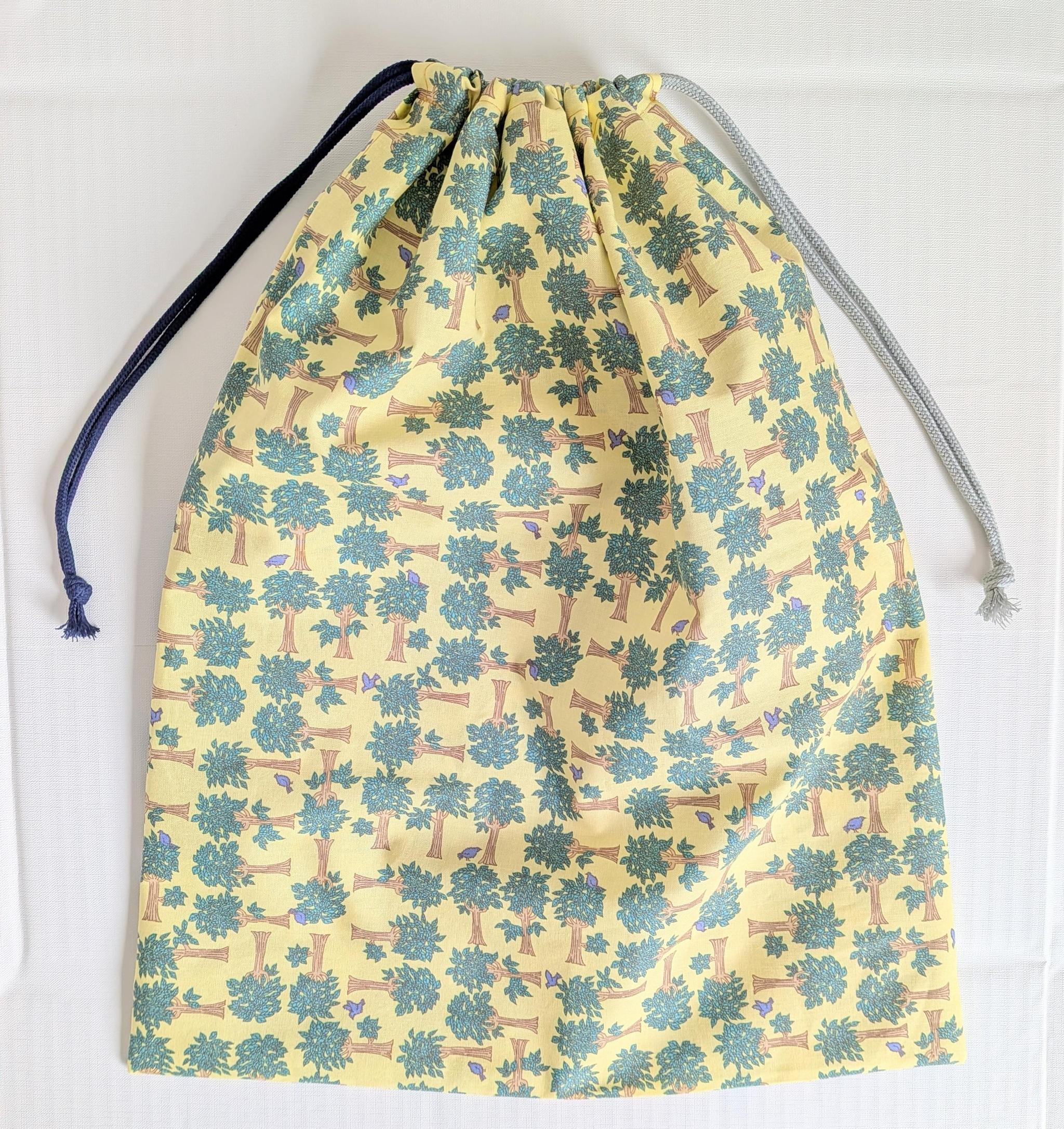 すぐ使える完成品|どでか巾着|50×40サイズ|体操服・布団も入る|入園準備に|入学準備|特大巾着|鳥 北欧 | 6枚目