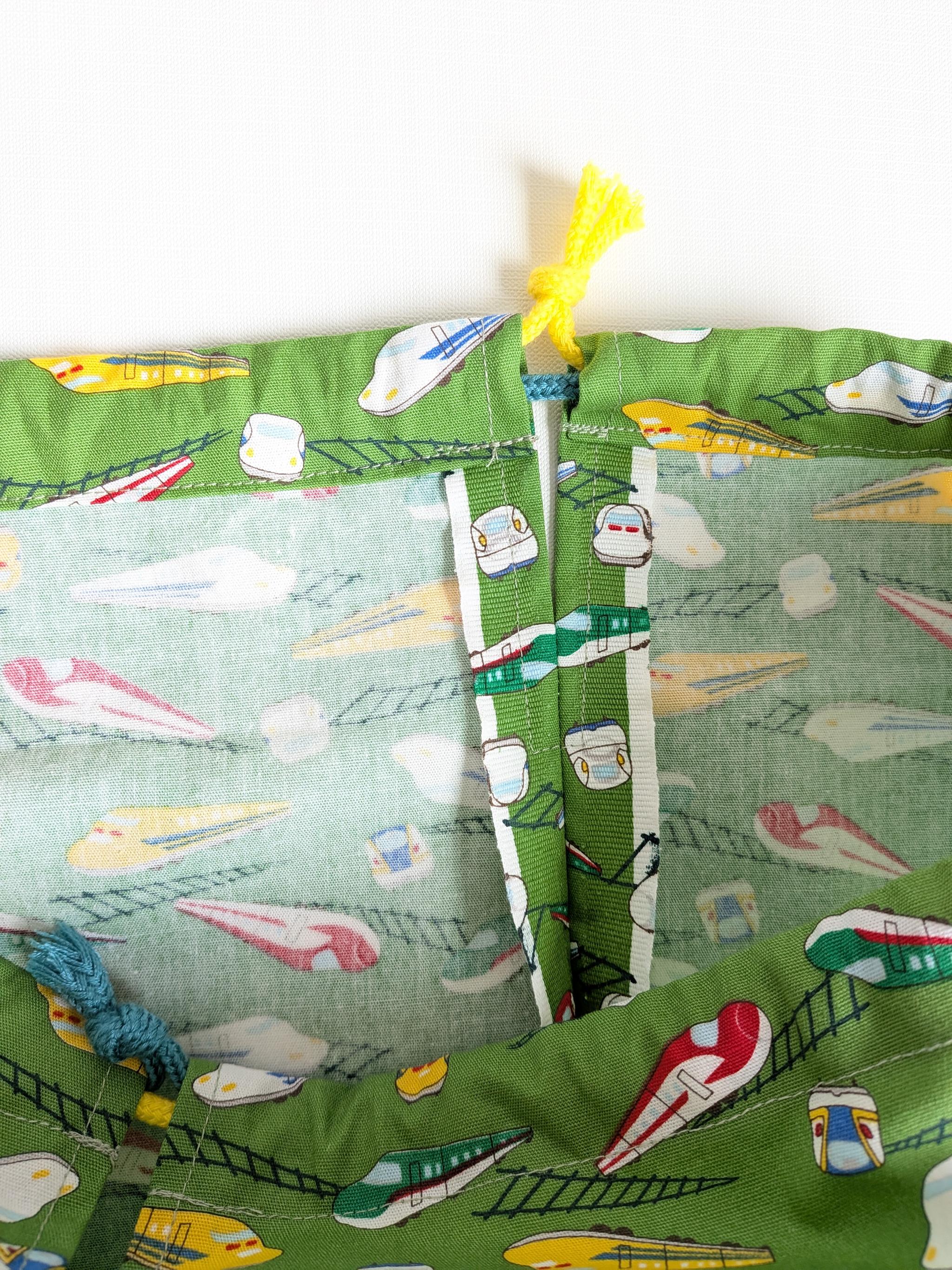すぐ使える完成品|どでか巾着|50×40サイズ|体操服・布団も入る|入園準備に|入学準備|特大巾着|新幹線 はやぶさ | 11枚目