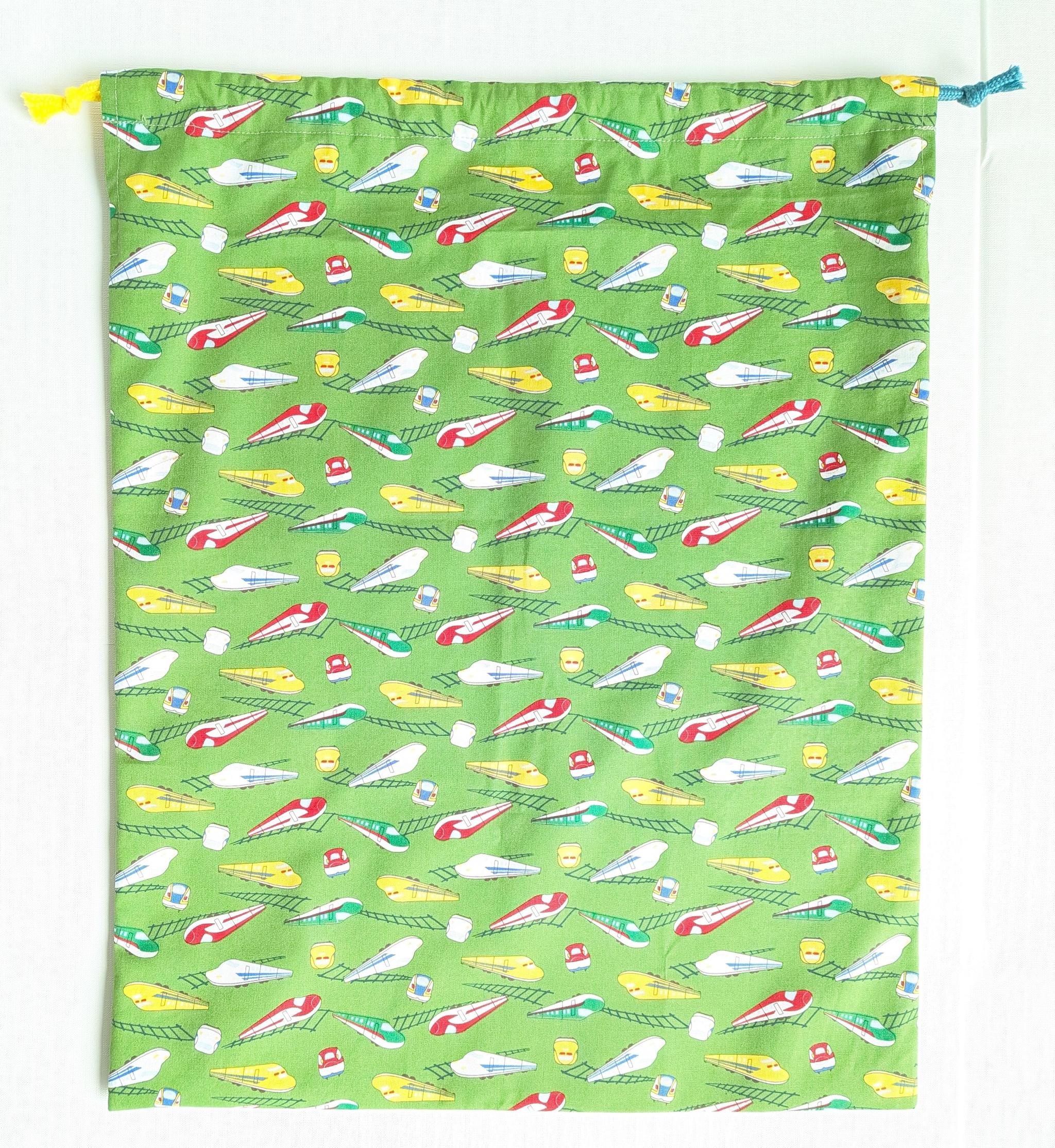 すぐ使える完成品|どでか巾着|50×40サイズ|体操服・布団も入る|入園準備に|入学準備|特大巾着|新幹線 はやぶさ | 8枚目