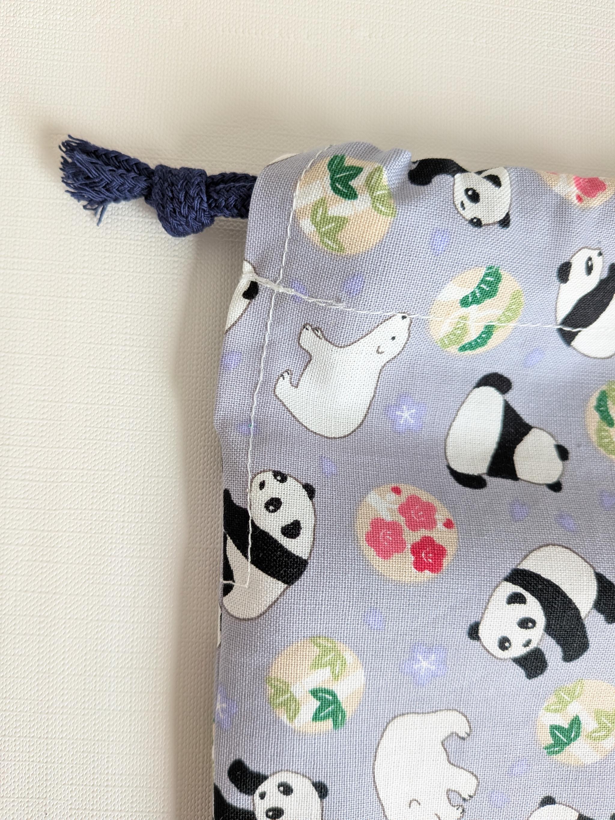 完成品|どでか巾着|40×30サイズ|体操服も入る|入園準備に|入学準備|大きめ巾着|パンダ シロクマ ツバキ かわいい | 8枚目